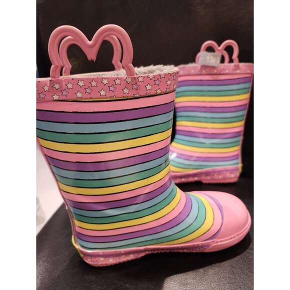 Minnie Mouse Girls Pink & Rainbow Rain Boots - Size 13/1 - Picture 8 of 16